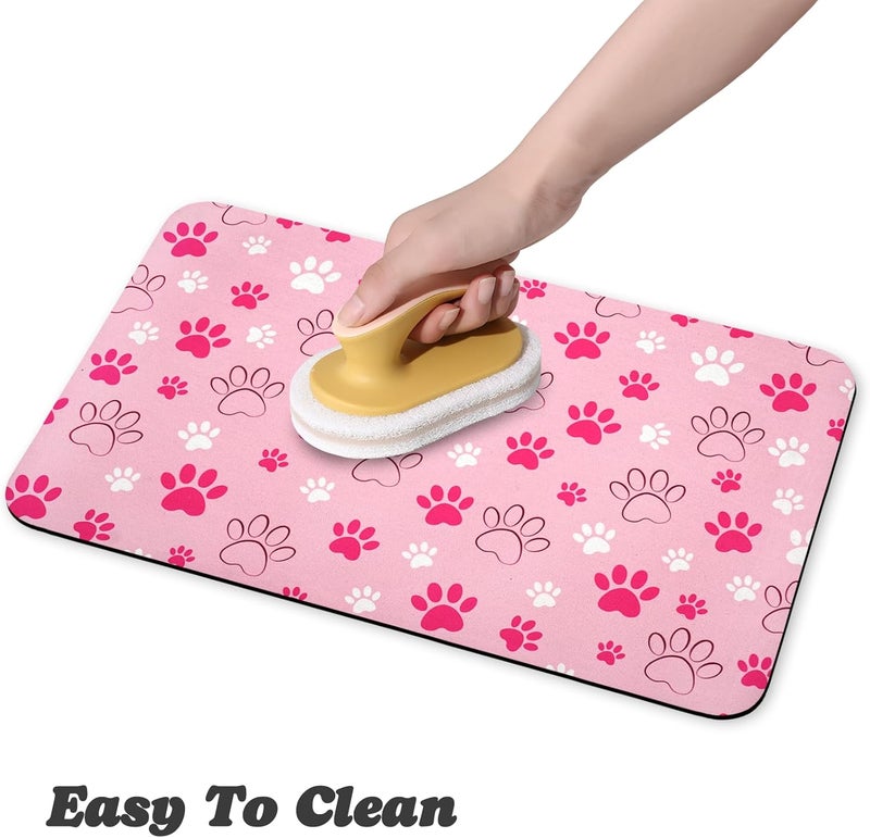 Zoeeya Dog Food Mat, Absorbent Water Bowl Mats Cat Pet Feeding Placemats Pink 12 * 20 inch - Image 4